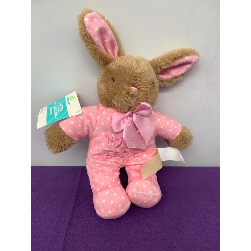 Celebrate Easter My First Easter Bunny Pink Brown 7 Inch Plush Rattle Stuffed An